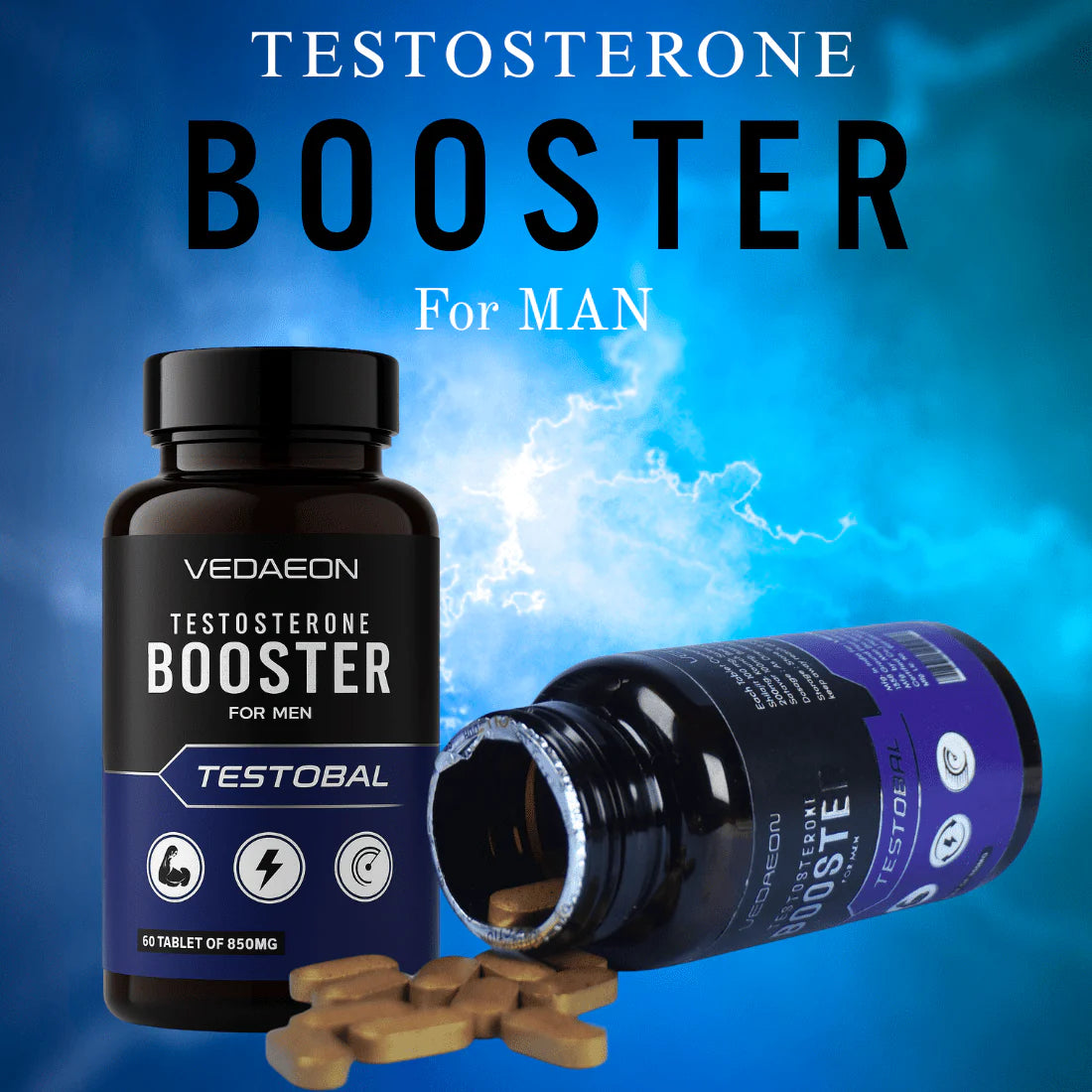VEDAEON Testosterone Booster – 60 Tablets for Men’s Stamina, Hormonal Balance & Energy